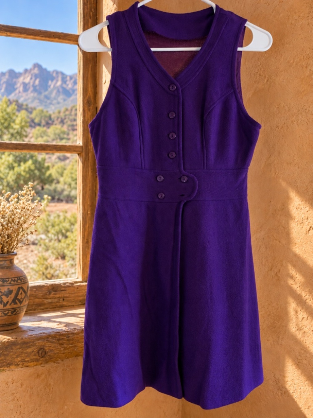 Vintage Purple Knit A-Line Dress – One Family Owner – 32” Bust